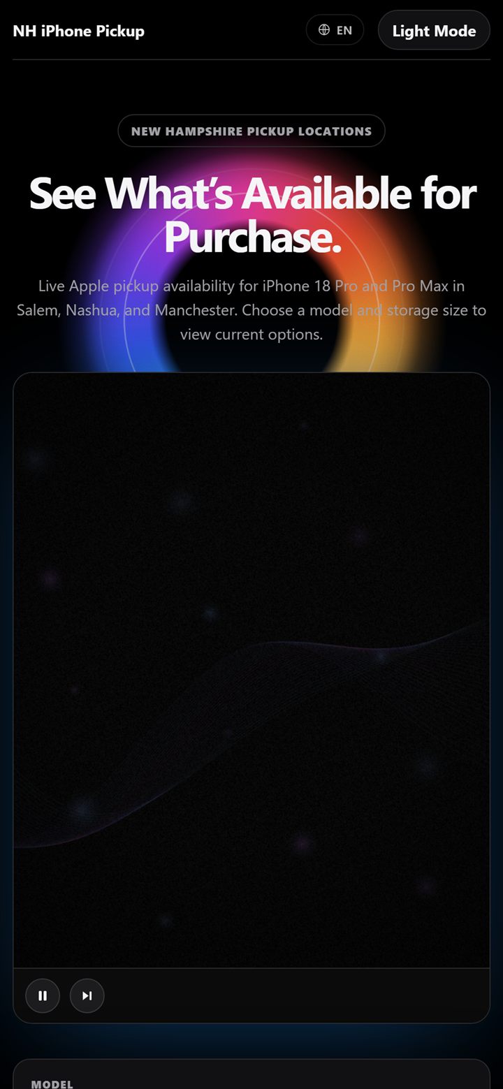 NH iPhone Pickup home screen on an iPhone